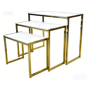 Mesa de Exhibición Moderna para Diseño de Moda, Exhibidor de Bolsos, Estante para Ropa de Boutique, Acero Inoxidable Dorado Brillante, Personalizable - Product Image 3