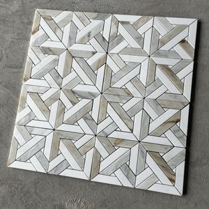 Mosaico de Mármol Carrara Blanco Verde Tia Pulido con Corte por Chorro de Agua, Diseño Moderno, Directo de Fábrica, para Pared Interior, Gráfico de Parqué - Product Image 2