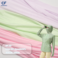 Vente en gros Tissu tricoté en nylon et élasthanne UPF50+ anti-UV, largeur optimisée 160 cm, 160 GSM, couverture opaque, OEKO-TEX, pour vêtements de sport et extérieur, OEM
