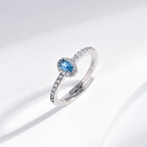 Anillos de compromiso de plata 925 con circonita cúbica 5A, chapados en oro, para mujer, con piedras azules y amarillas, estilo iced out, precio de fábrica, venta al por mayor. - Product Image 2