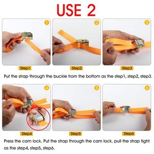 Correa de Amarre con Hebilla de Leva <span class=keywords><strong>FRIMA</strong></span>, Personalizada, Resistente a la Intemperie, Capacidad de 250 kg, Cinta de Poliéster de 1 pulgada x 10 pies con Ganchos en S - Product Image 5