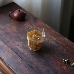 Tasse de justice en porcelaine, verre tressé en bambou, tasse de justice transparente en verre en forme de bec d'aigle, résistante à la chaleur, distributeur de thé - Product Image 3