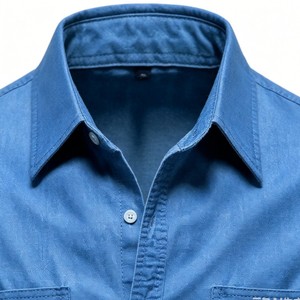 <span class=keywords><strong>Chemise</strong></span> <span class=keywords><strong>en</strong></span> <span class=keywords><strong>jean</strong></span> classique pour <span class=keywords><strong>homme</strong></span>, respirante, décontractée, à manches longues, boutonnée, avec poches poitrine, service OEM - Product Image 3