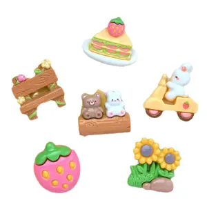 Wholesale Cartoon Flatback Natural Animal Resin Accessories For Scrapbooking Embellishment Cream Glue Pencil Case DIY Materials