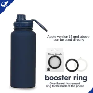 Logotipo personalizado Gimnasio Camping Uso Magsafe Soporte para teléfono Tapa aislada Boca ancha Botella de agua de acero inoxidable con tapa magnética