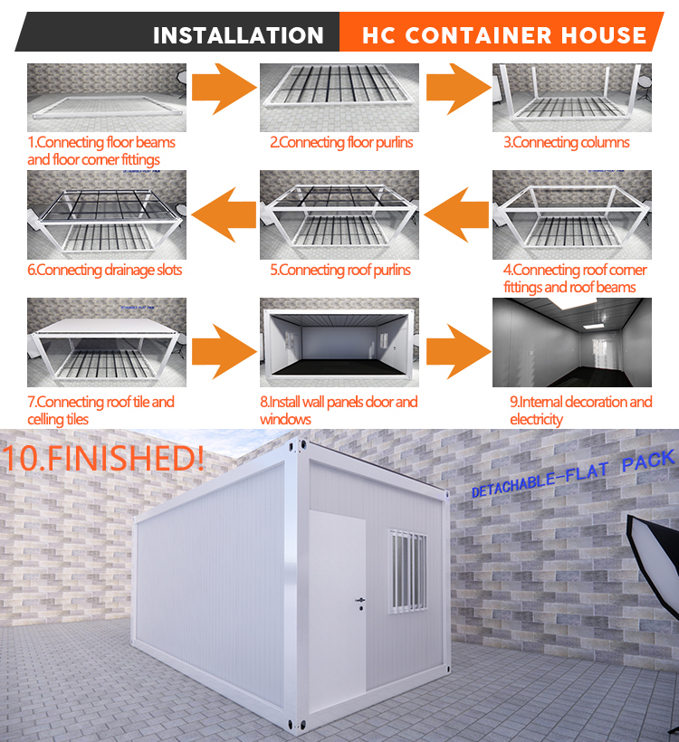 New design 40ft detachable flat pack prefab container house for sale