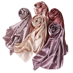 MIO Langer Schal Hijab Schlichtes Gefühl Satin Hijab Großhandel Seide modisch Lady muslimische Schals