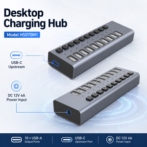 10-Port Type C <strong>USB</strong> <strong>Charging</strong> <strong>Station</strong> 120W 10x 5V/2.4A (12W) PD Ports Individual Switches Aluminum Housing in Stock - Product Image 3