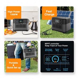 1200W <span class=keywords><strong>UPS</strong></span> Power Bank Generador Estación de energía portátil de emergencia Estaciones Eu Uk 110V Lifepo4 Batería de litio recargable al aire libre - Product Image 6