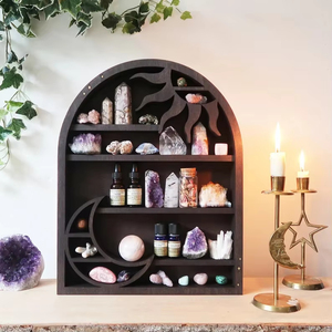 Classic Design Mounted Moon Essential Oil Fragrance Display Wood Decorations for Home - Product Image 4