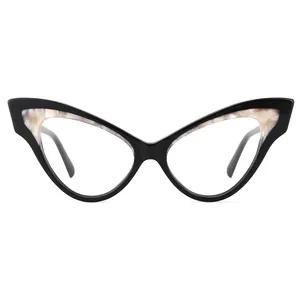 Italy Designer Cat Eye Thick Acetate Optical Frames Stock Eyeglasses Acetate Frames 2021