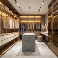 Armoire de chambre sur mesure Oberay en MDF, meuble de rangement autoportant écologique pour appartements, villas et projets hôteliers, avec conception 3D gratuite