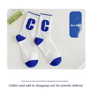 Calcetines deportivos de media pantorrilla de algodón puro azul <span class=keywords><strong>Klein</strong></span> para mujeres y hombres Diseño de rejilla de tablero de ajedrez de moda para las estaciones de primavera y otoño - Product Image 6