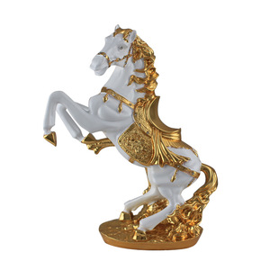 <span class=keywords><strong>Statue</strong></span> di Cavallo in Resina Dorata 33cm, Decorazione Animale dello Zodiaco Cinese per Hotel, Vendita all'Ingrosso - Product Image 1