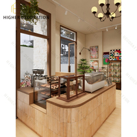 Vitrine d'exposition en bois avec éclairage LED personnalisé, vitrine haut de gamme pour café, pour boutique