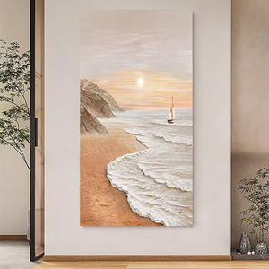 Hand Painted Oil Painting Creamy Style 3D Visual Effect Wabi Sabi Art For Entryway Living Room Hallway Decor - Product Image 2