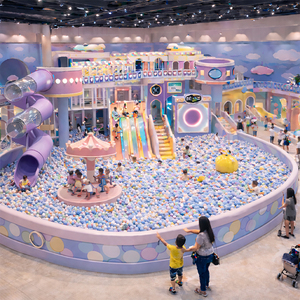 Attrezzature Creative per Parco Giochi al Coperto per Bambini, Area Giochi Commerciale Morbida con Set di Altalene e Scivoli in Plastica - Product Image 1