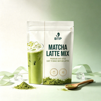 Mélange pour Latte au Matcha BTP en Sachet Doypack PE Recyclable, Design Gaufré, Poudre de Matcha Japonaise Bio Sans Produits Laitiers, Instantanée, 15 Portions