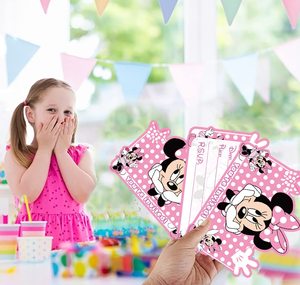 Usine vente chaude dessin animé thème fête ensemble fournitures de fête d'anniversaire avec Minnie Mouse thème conception Invitations carte à vendre - Product Image 5