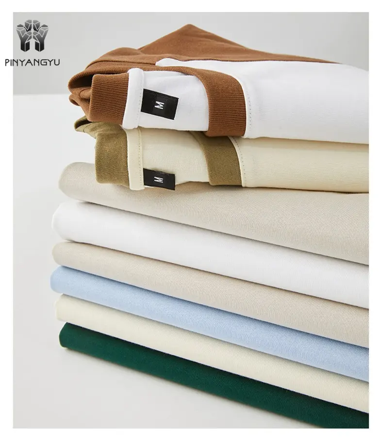 Kaus raglan motif puff pria, dengan kain berbeda musim panas 100% katun organik lengan pendek ukuran besar
