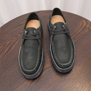 Elegantes y Versátiles Zapatos Casuales de Cuero Vacuno Genuino para Hombre, Mocasines con Suela Gruesa y Elevada - Product Image 5