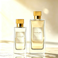 Flacon pulvérisateur ultra-fin rectangulaire long, à fond épais et à bouchon carré, flacon de parfum en verre transparent rechargeable pour cosmétiques