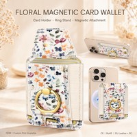 Support magnétique pour cartes et anneau de maintien 2-en-1 avec pochette pour téléphone et support de doigt pour iPhone 15 14 13 12 11 Pro Max – Coque arrière à aimant puissant