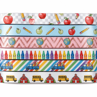 Ruban thème rentrée scolaire 25 mm pour cadeaux d'enseignants, décoration d'événements scolaires, nœuds pour cheveux DIY, papeterie et loisirs créatifs pour étudiants