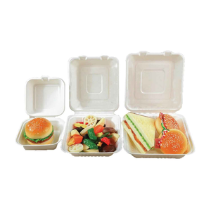 10 inch vuông lấy đi thực phẩm container vỏ sò Hộp Ăn Trưa phân hủy sinh học trắng tự nhiên 1000 ml - Product Image 4