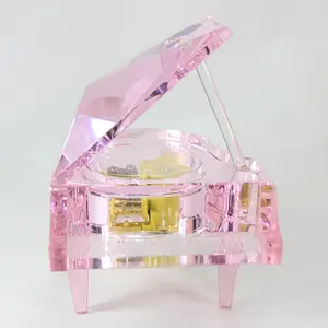 Renkli Kristal Piyano Clockwork Tipi Müzik Kutusu Pratik Romantik Müzik Kutusu