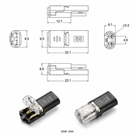 Bloc de jonction rapide D2 6-9A 22 20AWG, connecteur de câble sans dénudage pour éclairage LED automobile, pas besoin d'outils