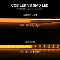 Bande lumineuse LED COB à luminosité élevée, dimmable, blanc chaud 2700K, 24V, CRI 90 élevé, éclairage commercial, de vente au détail et de bureau