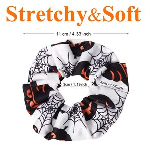 Elastici per capelli di Halloween morbidi con teschio di zucca autunnale fantasmi legacci per capelli a ragnatela pipistrello elastici Scrunchy fasce per capelli regali - Product Image 3