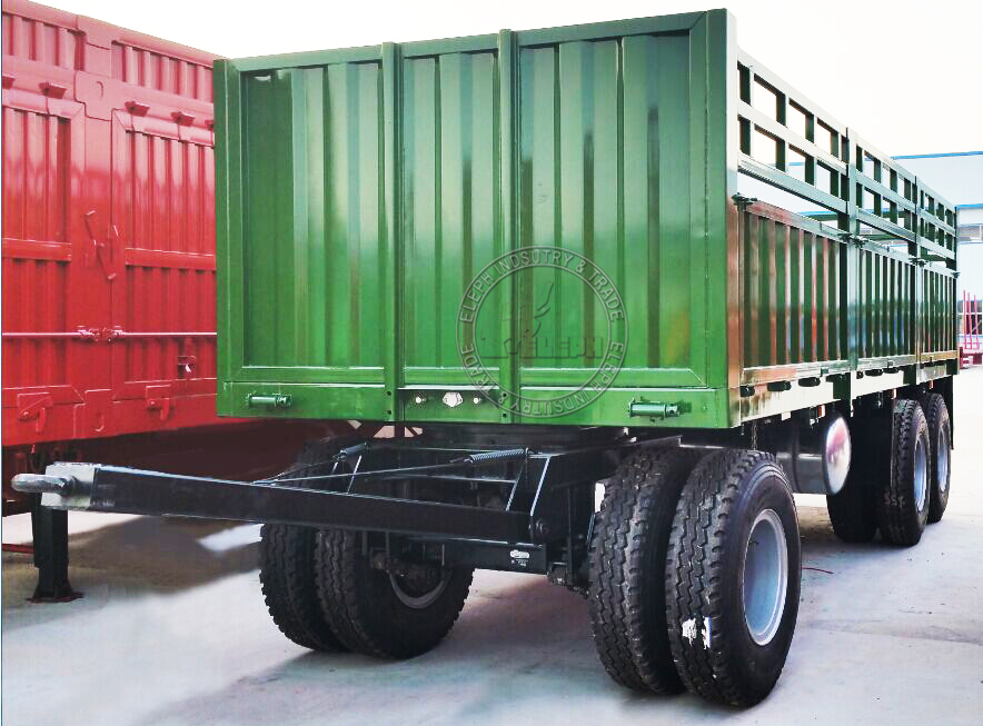 超级销售: 2轴高墙围栏牵引杆拖车牵引农场农用拖车用于拖拉机