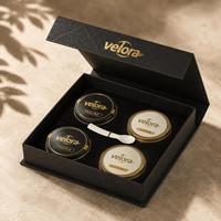 Boîtes cadeaux personnalisées en carton noir mat de luxe avec dorure à chaud pour caviar, pour présenter 50gr/125gr