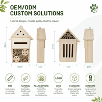 Maison à insectes en bois écologique, hôtel à abeilles en bois massif avec tubes en bambou pour l'approvisionnement professionnel des jardins et de la faune.