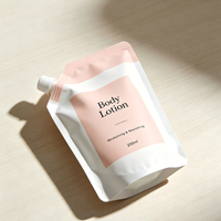 Pochette souple personnalisée avec logo imprimé, bec verseur latéral de 13 mm et bouchon à vis pour l'emballage de lotion corporelle