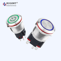 Sakelar Tombol Tekan 25mm SUS 304/316 Momentary/Latching Dengan LED IP65 Tahan Air untuk Peralatan Industri Berdaya Tinggi