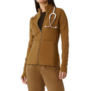 Uniformes, vestes sur mesure, vestes sur mesure, vestes brunes pour femmes à la mode, hôpital d'infirmière avec fermeture éclair - Product Image 2