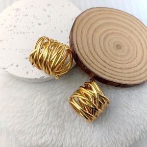 French <strong>Paris</strong> Heavy Weave Line Copper Electroplated Luxury Palace Style Retro Baroque Vintage Unisex Geometric Shape <strong>Ring</strong> <strong>Light</strong> - Product Image 5