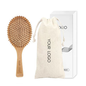 Spazzola Piatta per Capelli in Bambù Naturale Private Label con Cuscinetto d'Aria all'Ingrosso Spazzola Districante in Bambù di Alta Qualità - Product Image 1