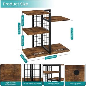 Wooden <b>Desktop</b> Shelf 4 Layers Brown Mesh Stand Multi Purpose Storage <b>Organizer</b> <b>For</b> Home Office Dormitory - Product Image 5