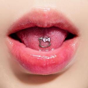 Freya Piercings de <span class=keywords><strong>Langue</strong></span> Mignons en Forme de Chat, Bijoux de <span class=keywords><strong>Piercing</strong></span> Corporel en Acier Inoxydable de Qualité Implantable, Labret et Boucles d'Oreilles Hélix en Forme de Chat pour Filles - Product Image 6