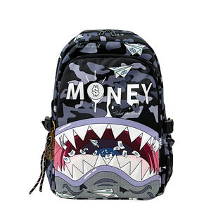 Nouveau Sac à Dos Scolaire Léger et Coloré avec Fermeture Éclair, Motif Requin Imprimé, Grande Capacité, Personnalisé, Dessin Animé Tendance, Double Bretelle - Product Image 3