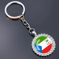 Porte-clés fleur en strass drapeau de Djibouti, très populaire, pour sac à dos, décoration de clés, breloque de portefeuille, souvenir de voyage
