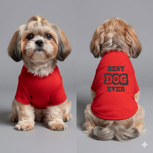 Camiseta Premium de Algodón para Perro con Cuello Redondo en Color Rojo, Ropa para Mascotas Suave, Transpirable y Cómoda para Uso Diario y Actividades al Aire Libre - Product Image 1