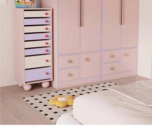 Armoire rose sur mesure avec <span class=keywords><strong>lit</strong></span> intégré, design <span class=keywords><strong>de</strong></span> garde-robe murale avec porte-pantalons télescopique intégré, rangement pour chambre à coucher - Product Image 4