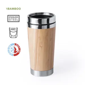 Tazza termica in bambù 500ml, merchandising sostenibile - Product Image 3