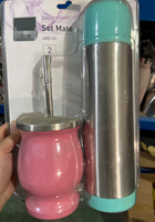 Offre Spéciale – Ensemble Thermos et Tasse à Yerba Maté en Acier Inoxydable en Forme de Gourde (140ml/190ml/500ml) – Emballage Blister – Amérique du Sud