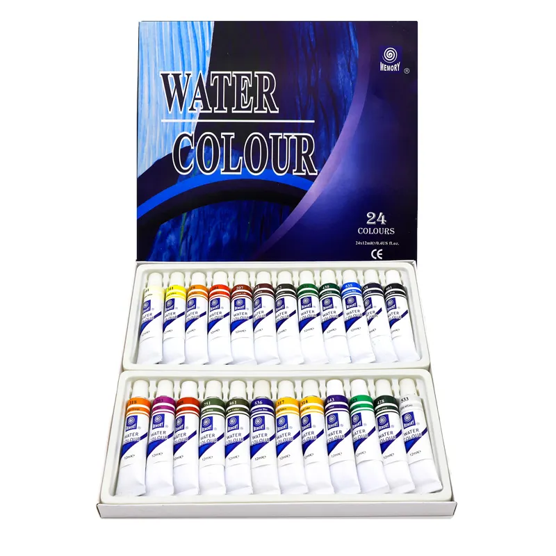 Artista 24 di colore 12ml di alluminio del tubo di pittura ad acquerello set 12 colore 18 colore